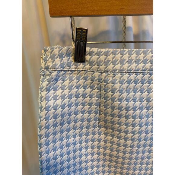 Forever 21 Skirt Mini Blue White Houndstooth with Pockets side hidden Zip Sz 29 - Picture 5 of 7